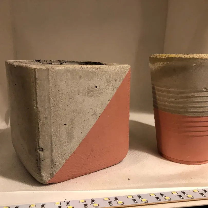 Two Small Cement Planters photo 1