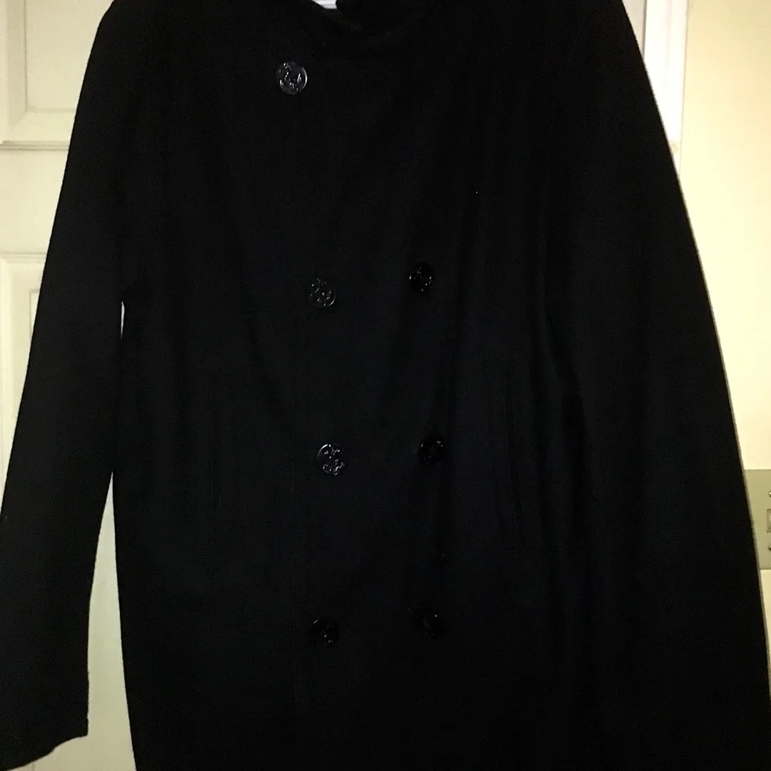 Black Double-Breasted Wool PeaCoat photo 1