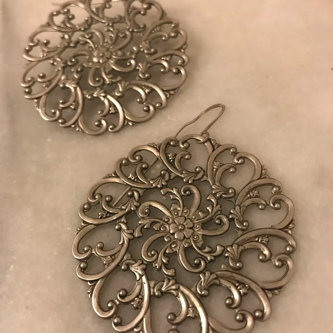 Large Ornate Metal Earrings photo 1