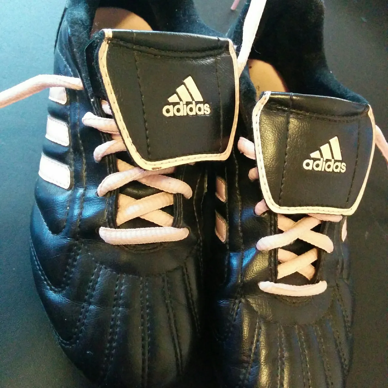 Girls Size 2 Adidas Soccer Cleats in black and pink. Great co... photo 1