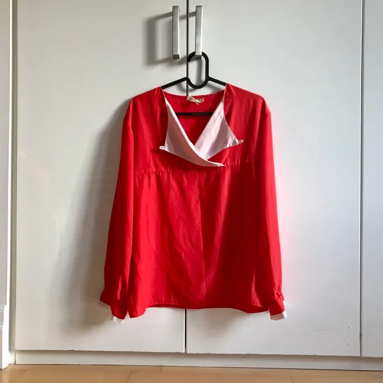 Vintage silky red blouse photo 1