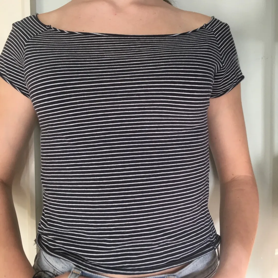 brandy melville off the shoulder striped tee photo 1