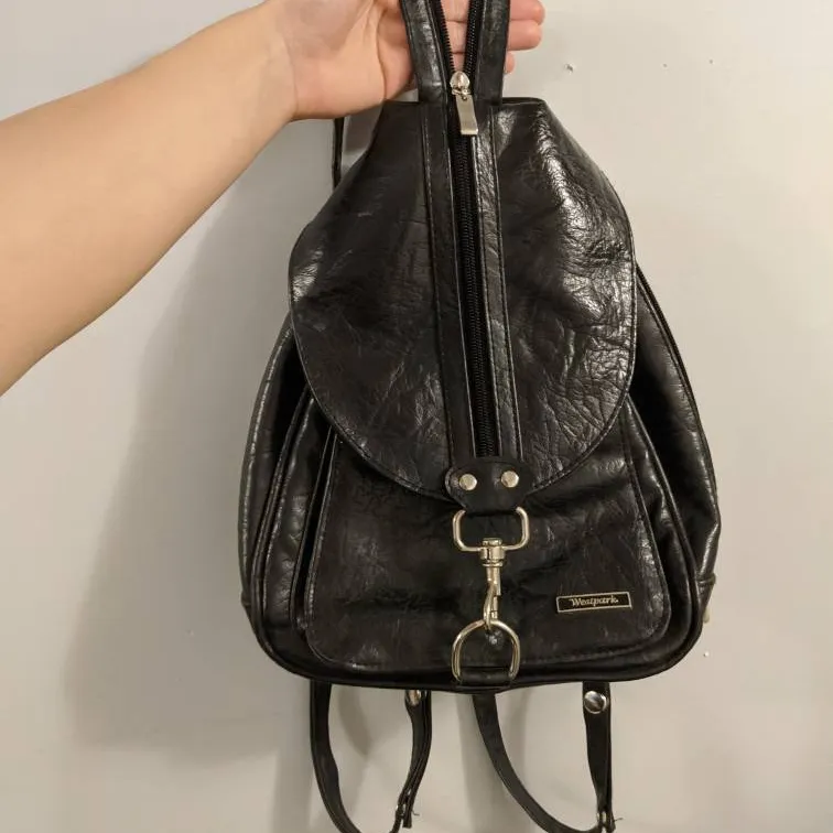 Black Leather Backpack photo 1