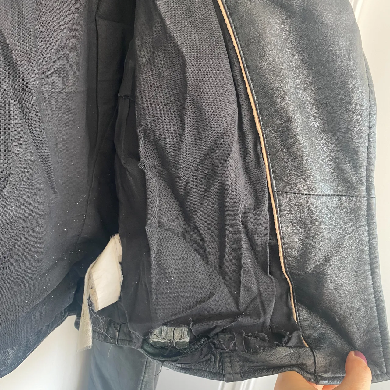 Zara Basic Lambskin Leather Black Moto Jacket Sz Medium/Large photo 4