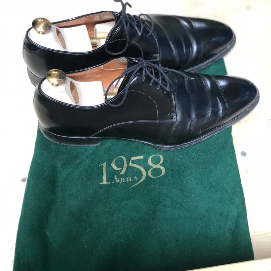 Black Leather Aquila 1958 Shoes Size 43 photo 3