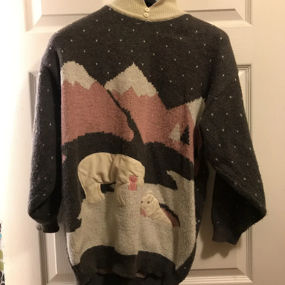 S/M Woman’s Sweater - Polar Bear And Mountains photo 1