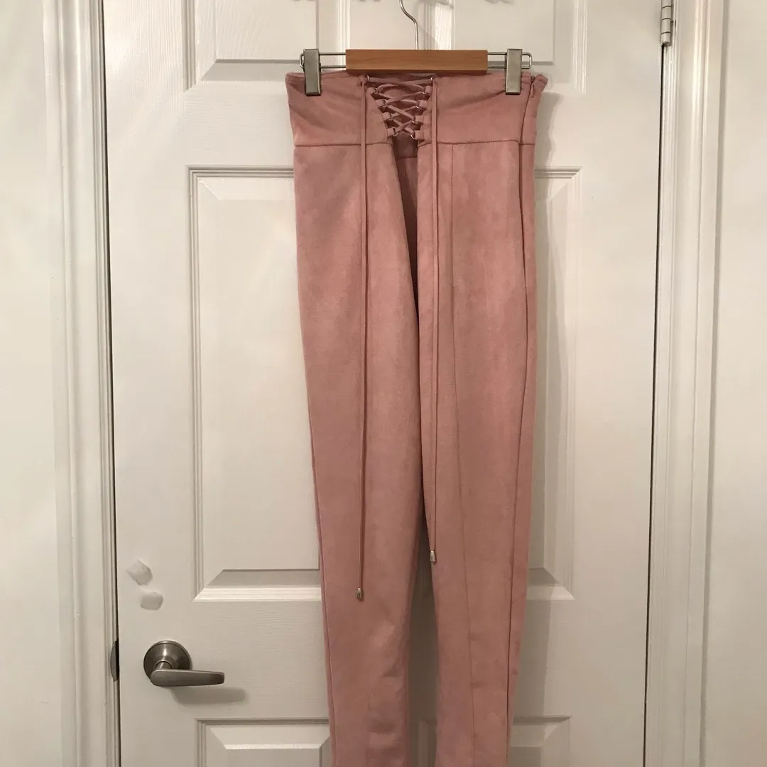Forever 21 Highwaisted, Blush, Suede, Corset Pants - (M) photo 1