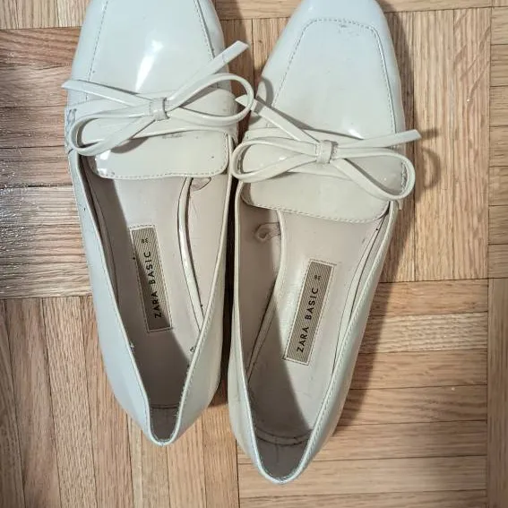 Zara Nude Loafers Patent Size 7.5 photo 1