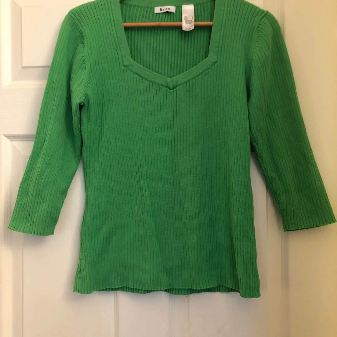Green Cotton Knit Long Sleeve photo 1