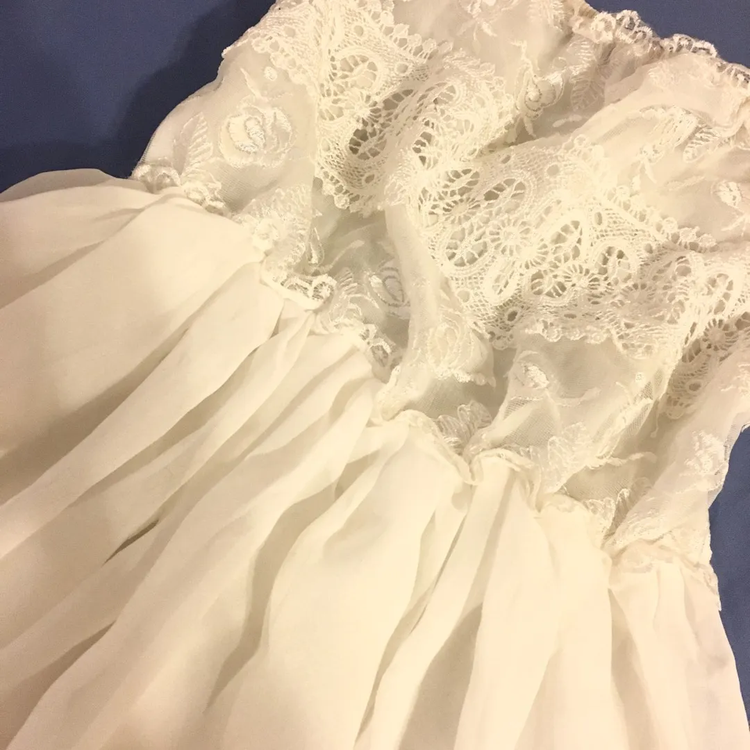 Strapless Chiffon White Dress photo 3