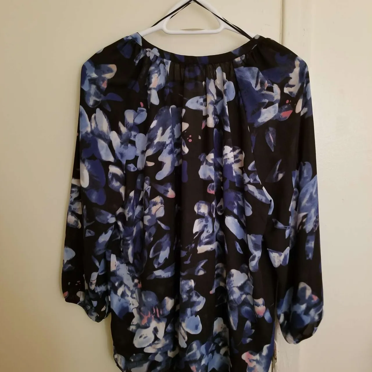 Blue and Black Floral Top photo 3