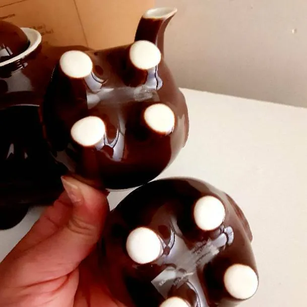 BNIB Stoneware Elephant Teapot & Two Matching Cups - Chocolat photo 5