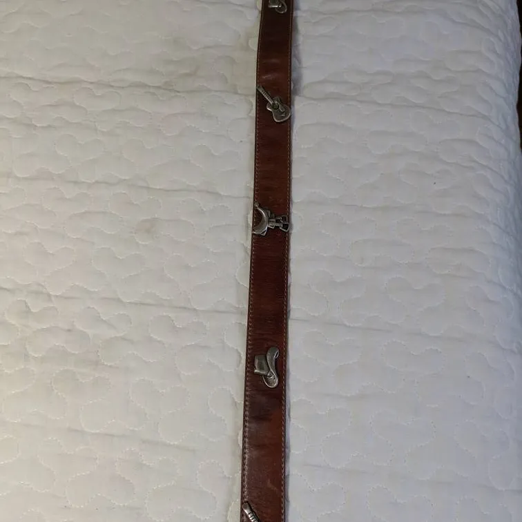 Old Brown Leather Cowboy Belt photo 1