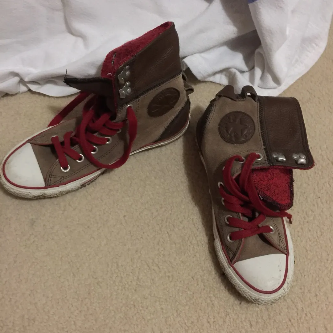 Brown w/ Red High Top Converse photo 1
