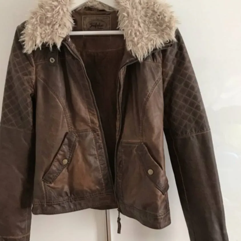 Zara Leather Jacket Brown Size M photo 1