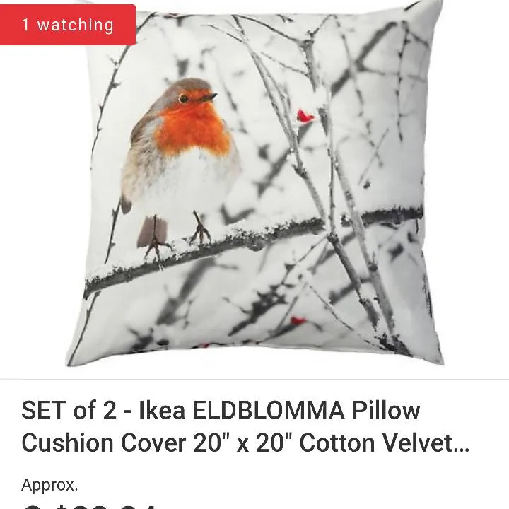 New - Sealed Never Used Cushion Cover -cotton- Bird Pic photo 1