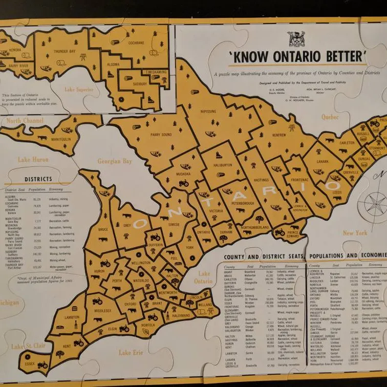Vintage Puzzle Of Ontario And It's Counties photo 1
