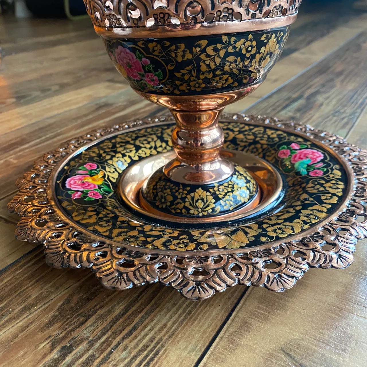 Ornate bronze dish and plate set  photo 1
