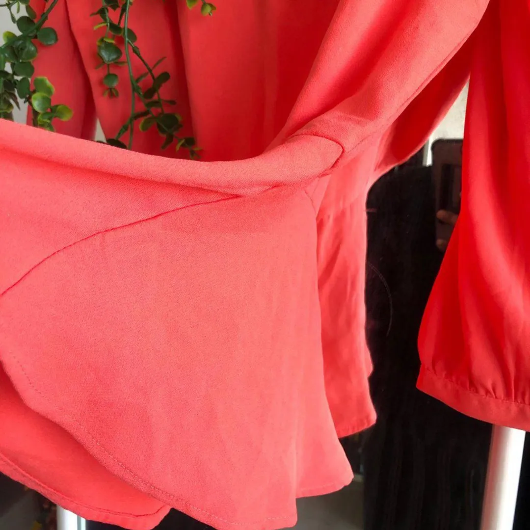 forever 21 long sleeve coral peplum blouse photo 4
