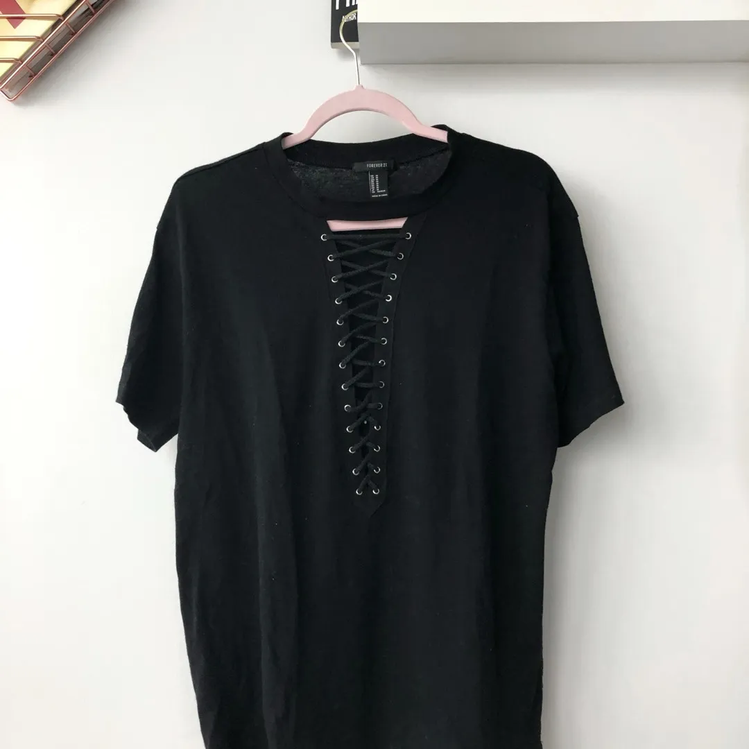 Black Lace-up Tee photo 1
