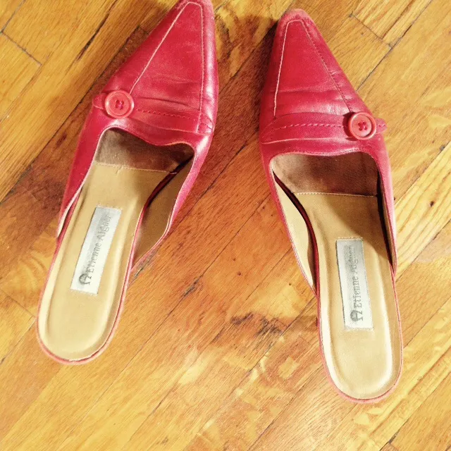 Kitten Heel Red Shoes - Size 7 photo 1