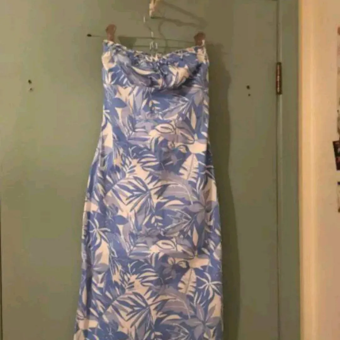 Tropical Blue Strapless Dress photo 1