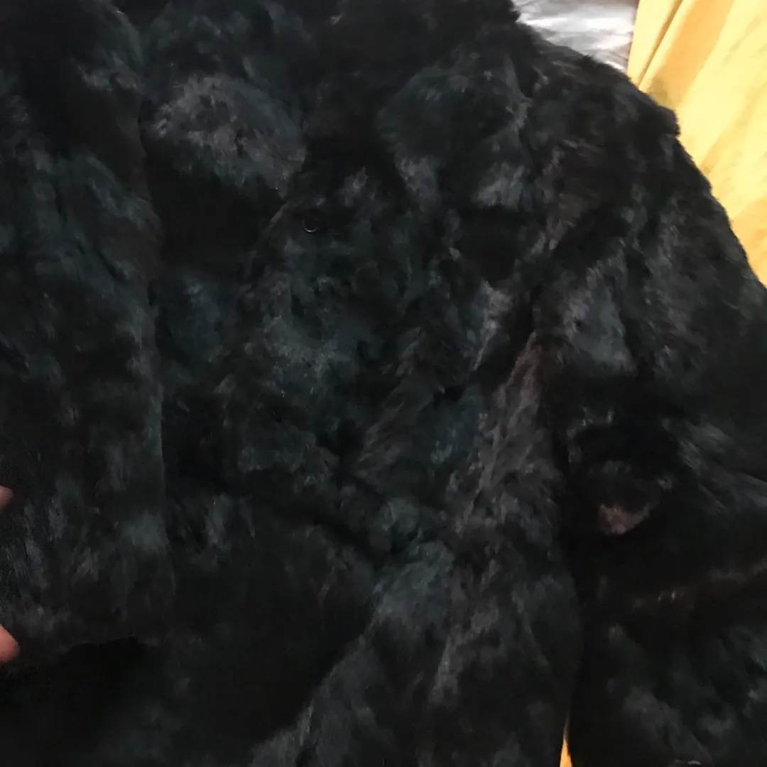 All Black Real Fur Coat photo 6