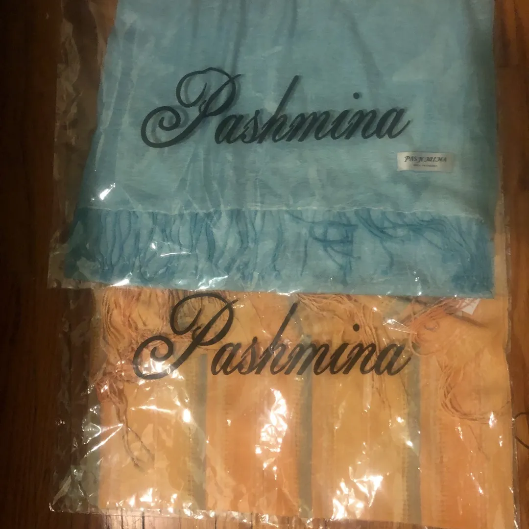 Yellow And Blue Unopened Pashmina Scarves photo 1