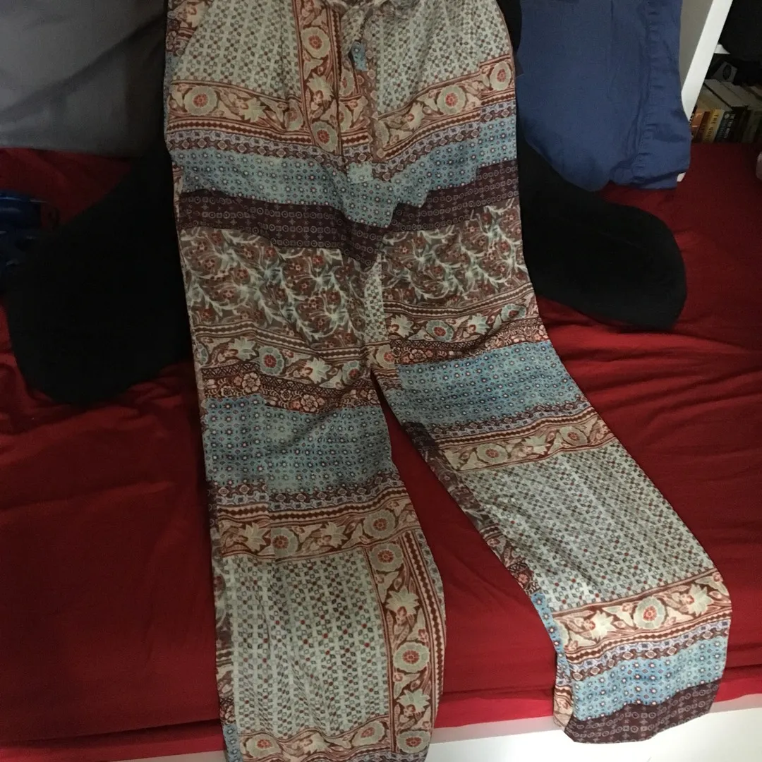 Zara Printed Patterned Moroccan Wide Leg Pants Small photo 1