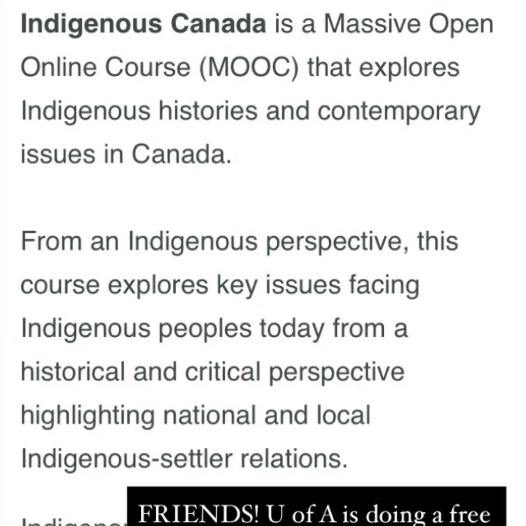 Free Indigenous Canada Course At UofA photo 1