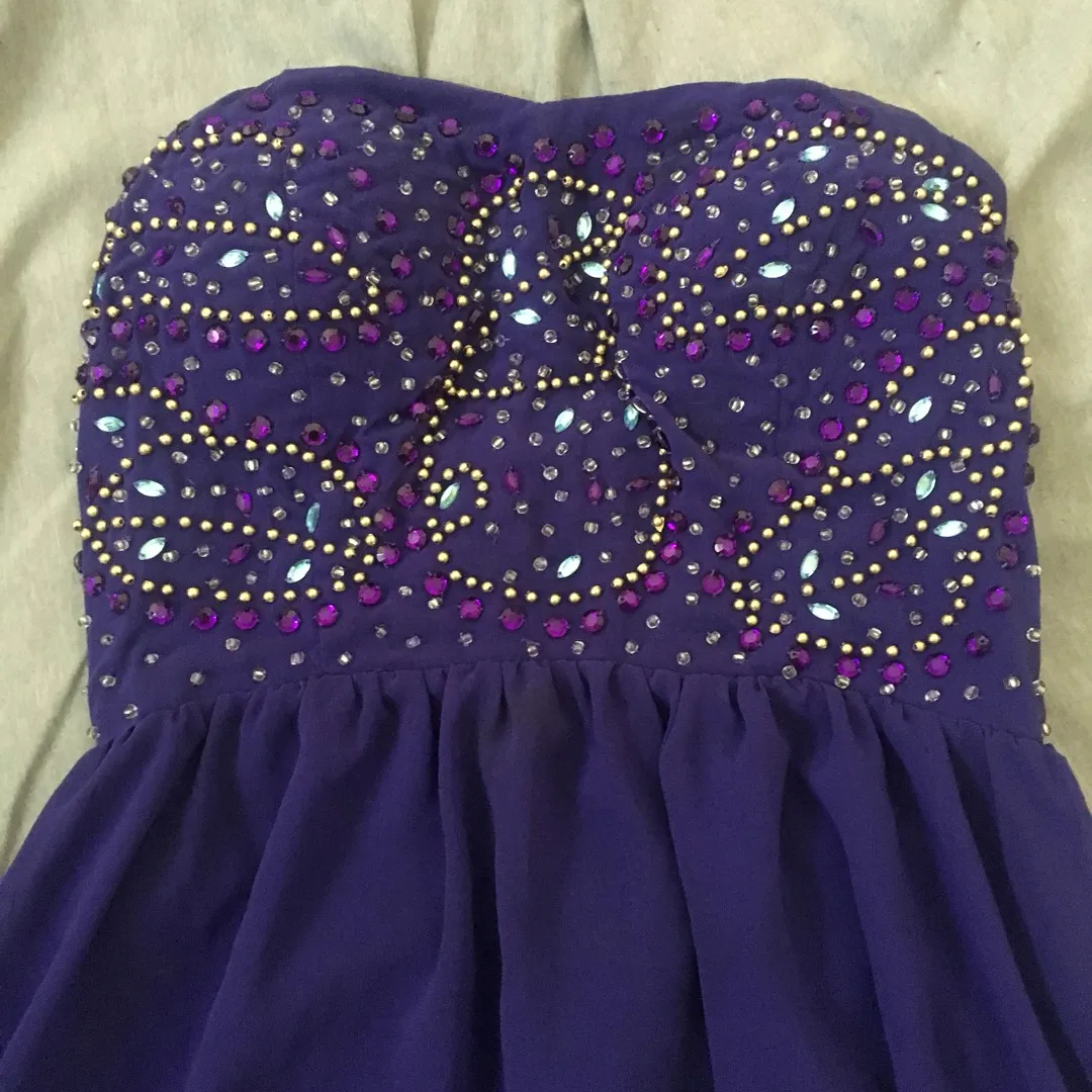 Small Purple Hi-low Beaded Top Dress photo 1