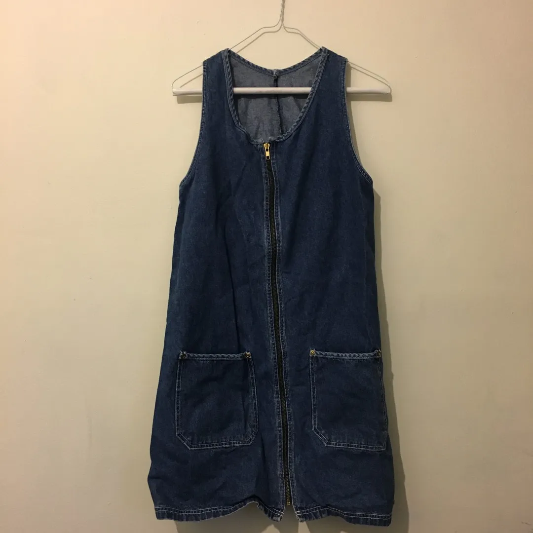 Small/Medium Vintage Zip Up Jean Dress photo 1