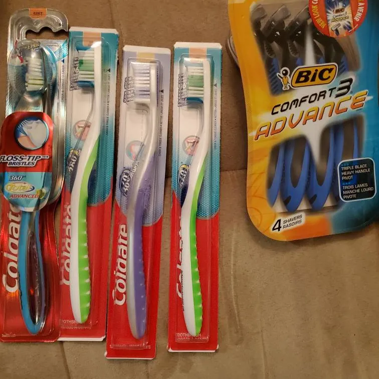 Brand New Unopened Razors And Toothbrushes All New photo 1