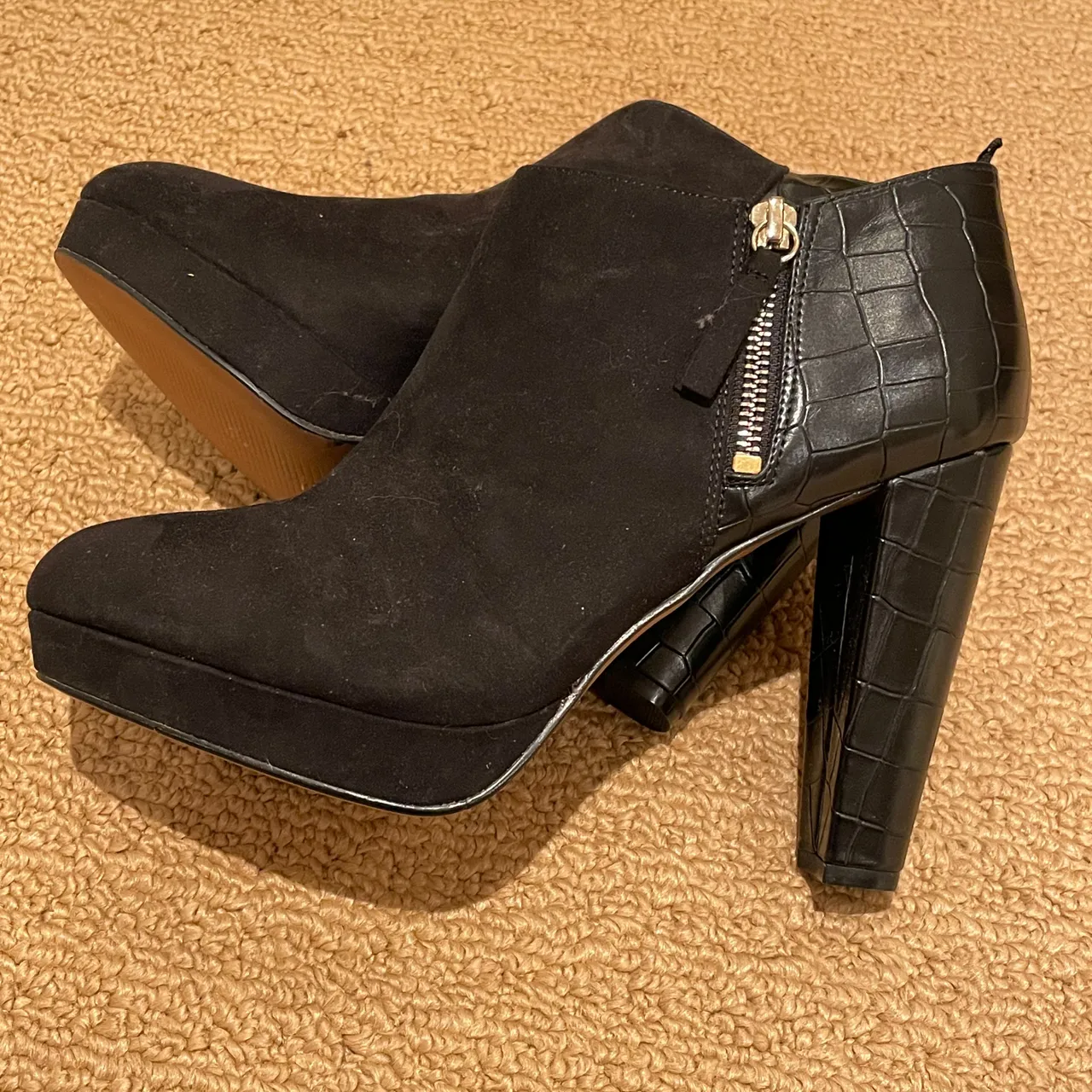 Black Faux Suede Booties photo 1