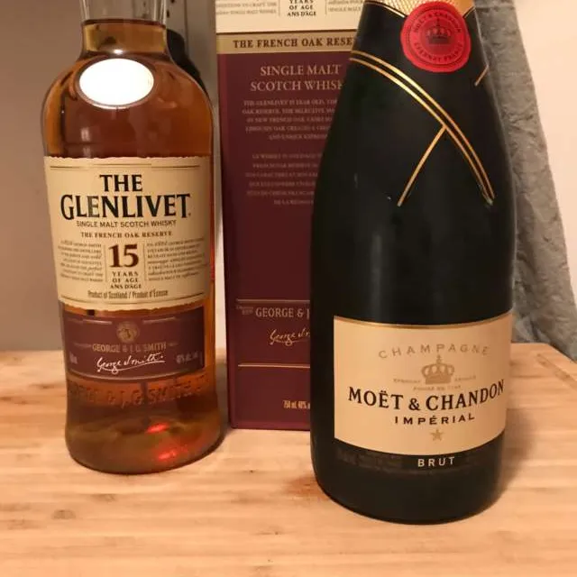 Bottle Moët & chandon ($40.45) glenlivet($80.15) photo 1