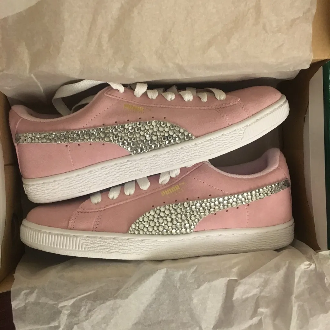 Pink Suede Puma Bling Sneakers Size 38/38.5 photo 1