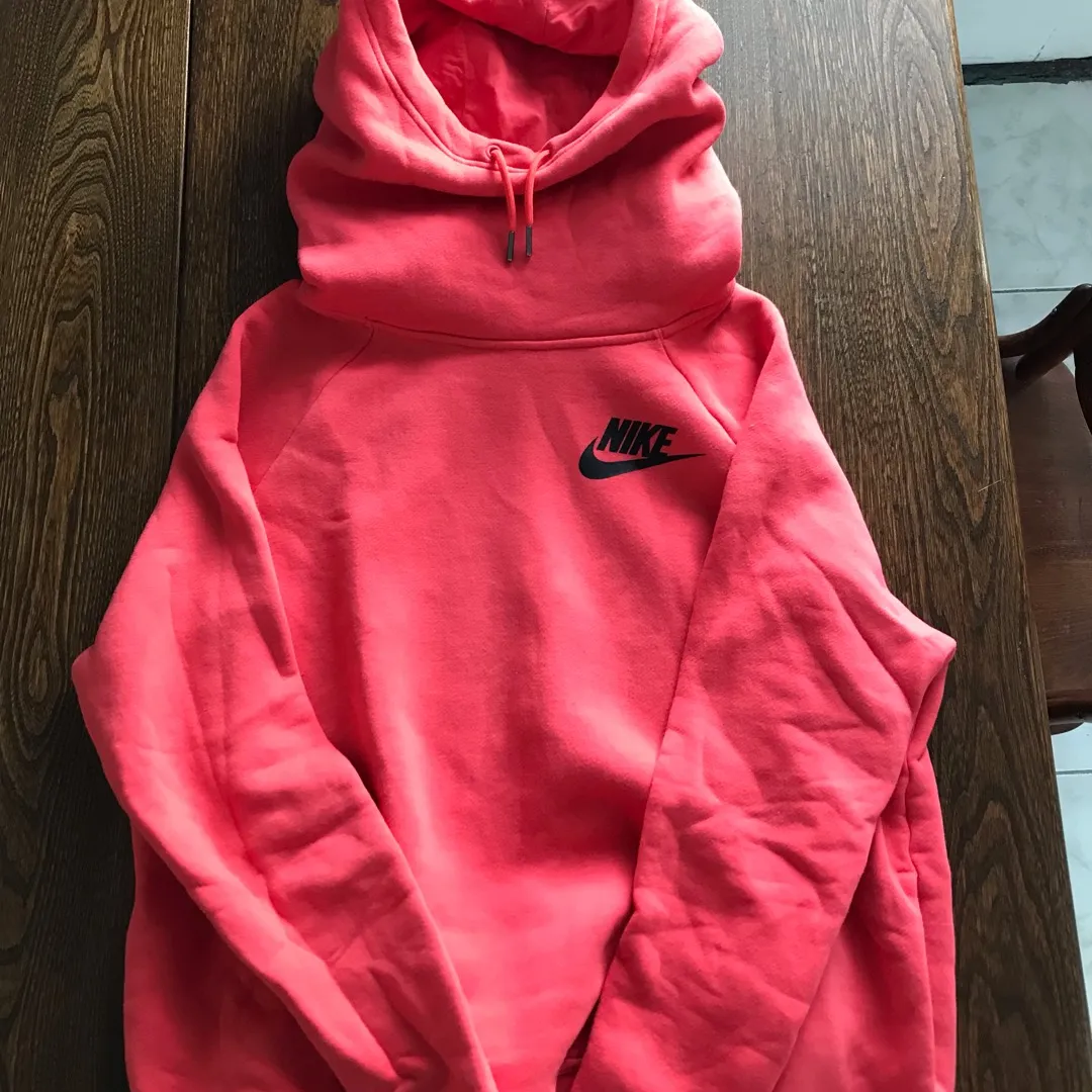 Coral Nike Funnel Neck Hoodie Large photo 4