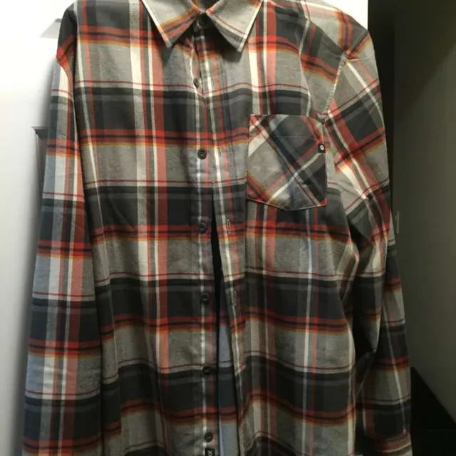 Grey/Red Cotton Flannel Shirt photo 1