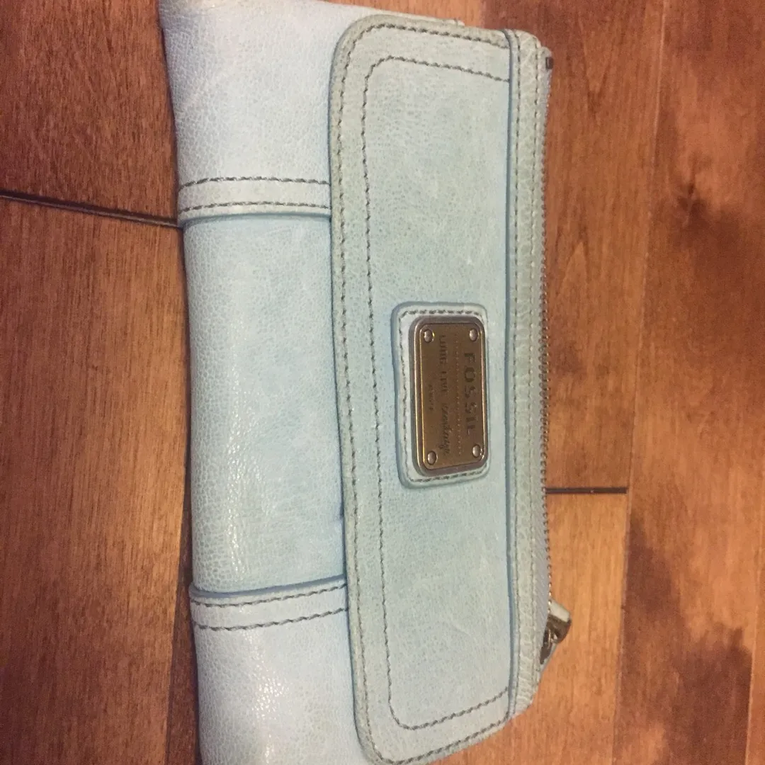 Fossil Light Blue Leather Clutch photo 1