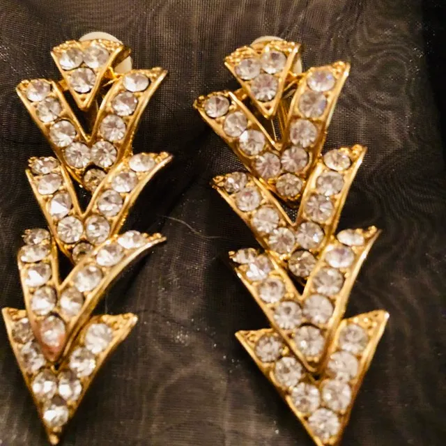 Antique Australian Crystal Clip On Earrings photo 1