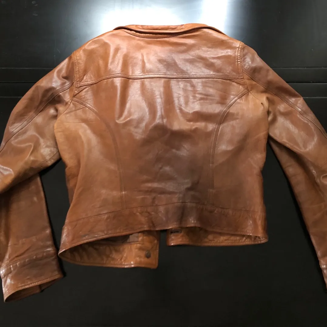 Women’s Brown Leather Gap Coat Size m photo 3