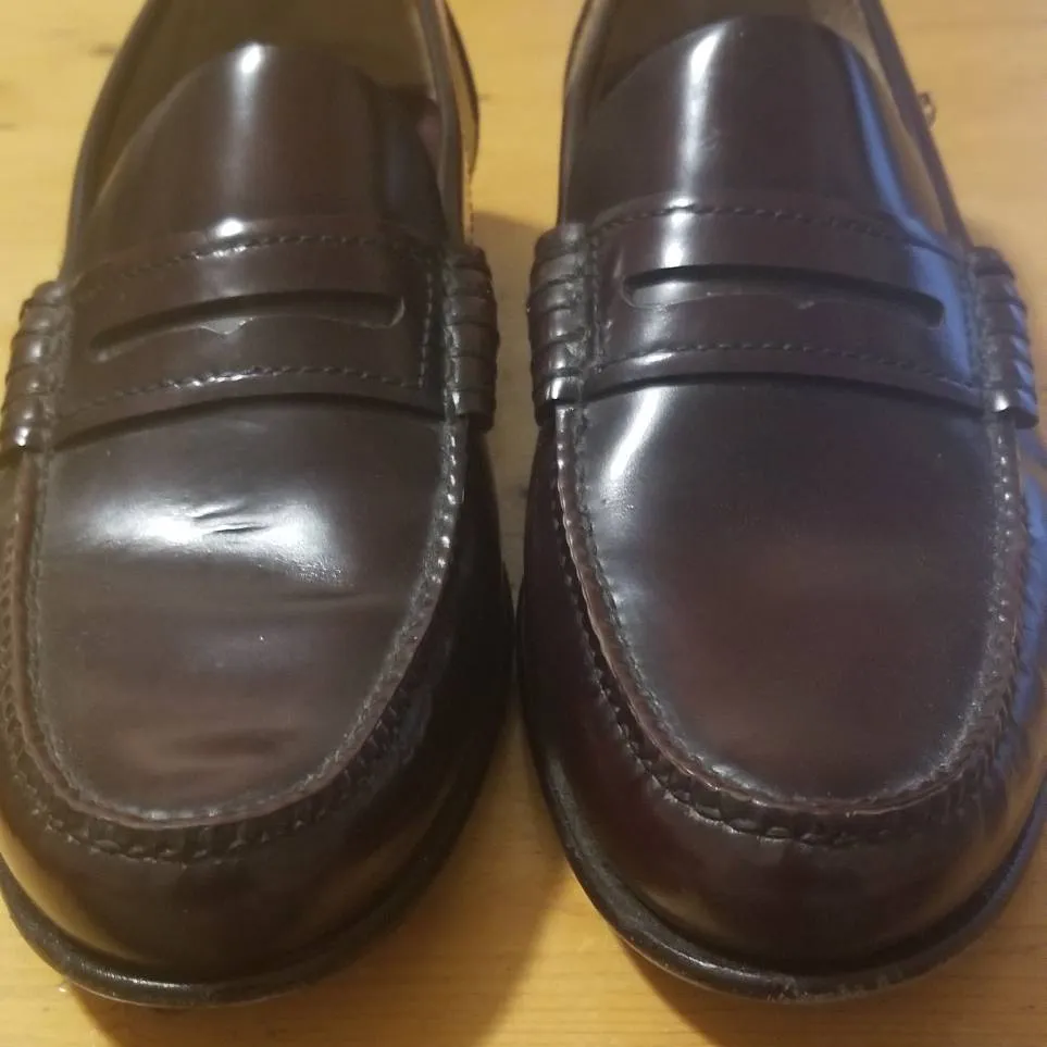 Oxblood Leather Penny Loafers, Size 6.5 Men's/Size 7.5 W photo 1