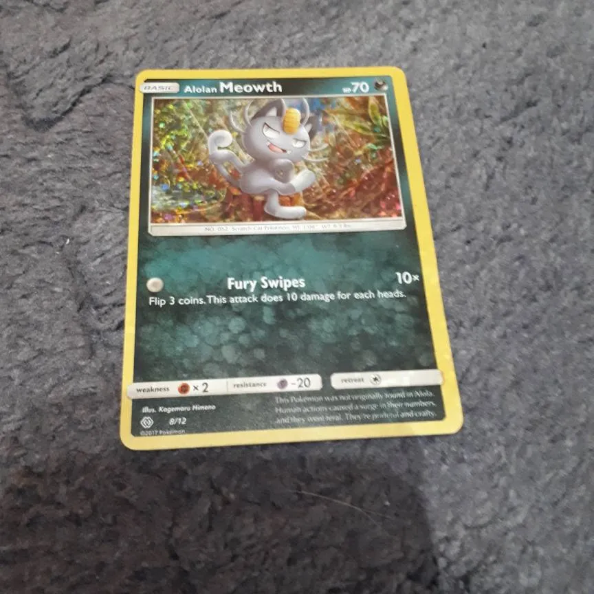 Alolan Meowth Holographic Pokemon Card photo 1