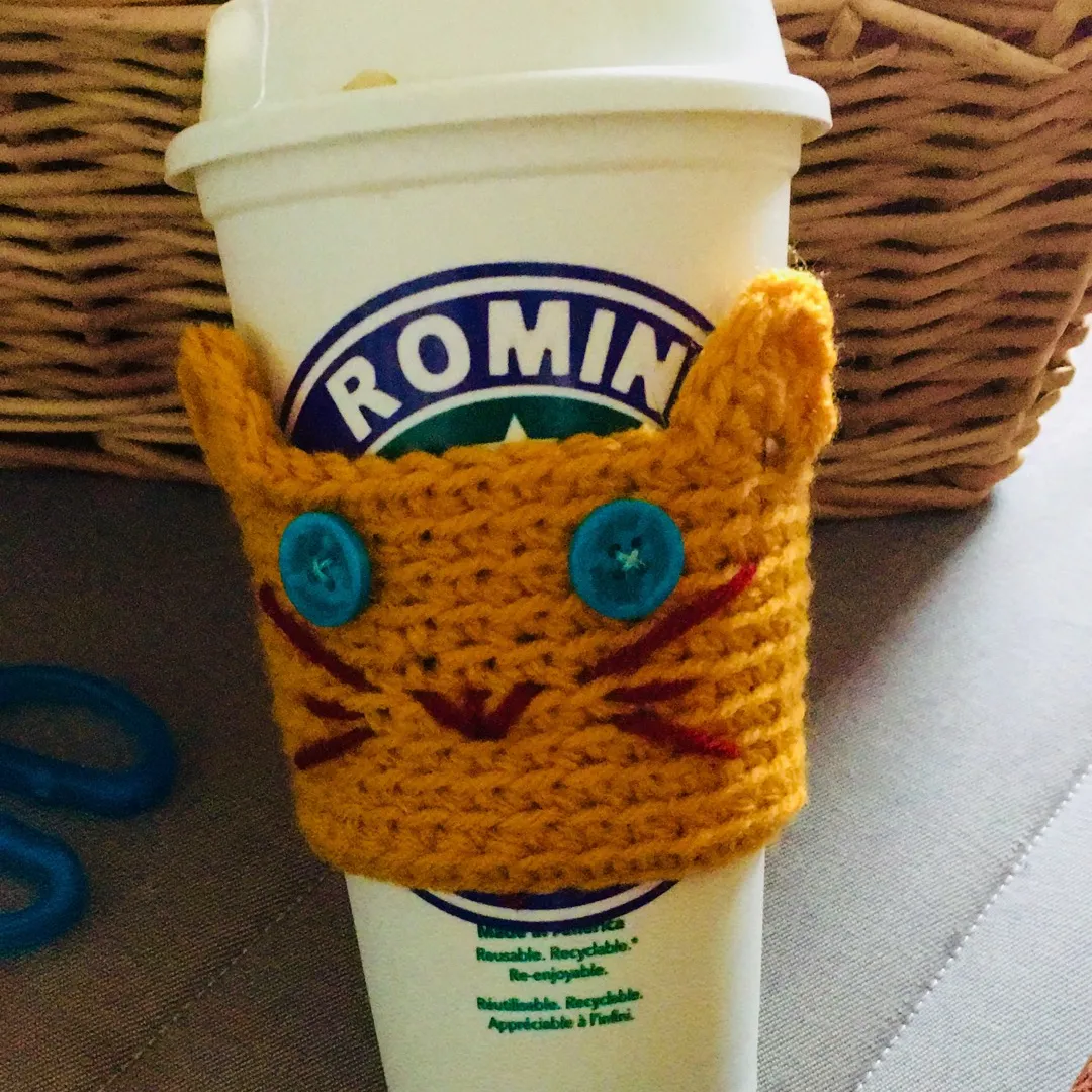 Crocheted Kitty Cat Coffee Sleeve photo 1