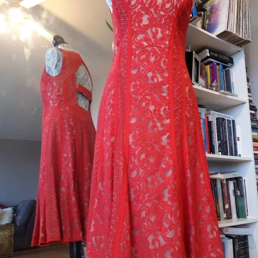 BCBG Dress Red Lace size 6 photo 3