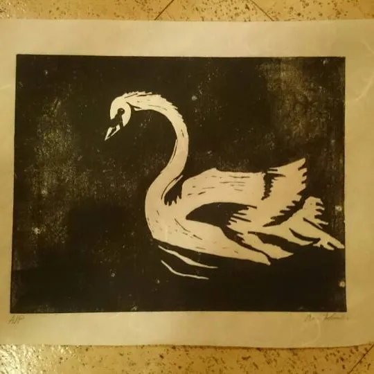 Linocut Prints- Swan And Horsey photo 1