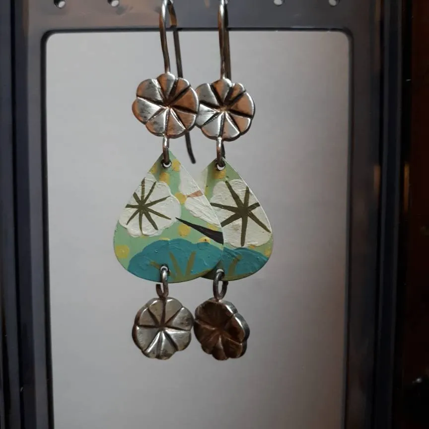 Earrings From Catalonia- Silver and Hand-painted Abalone photo 1