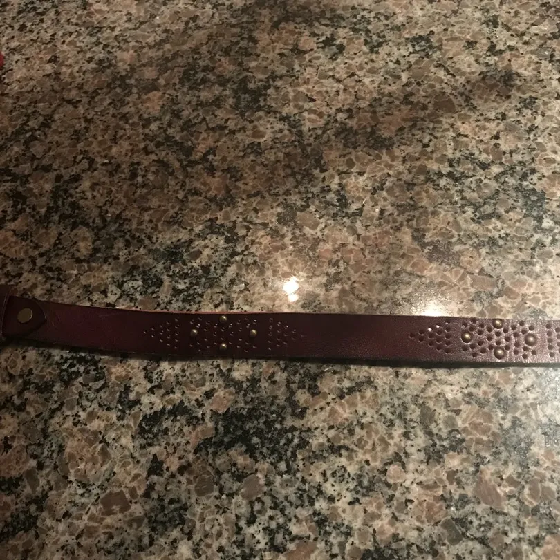 Burgundy Leather Belt - Small photo 3