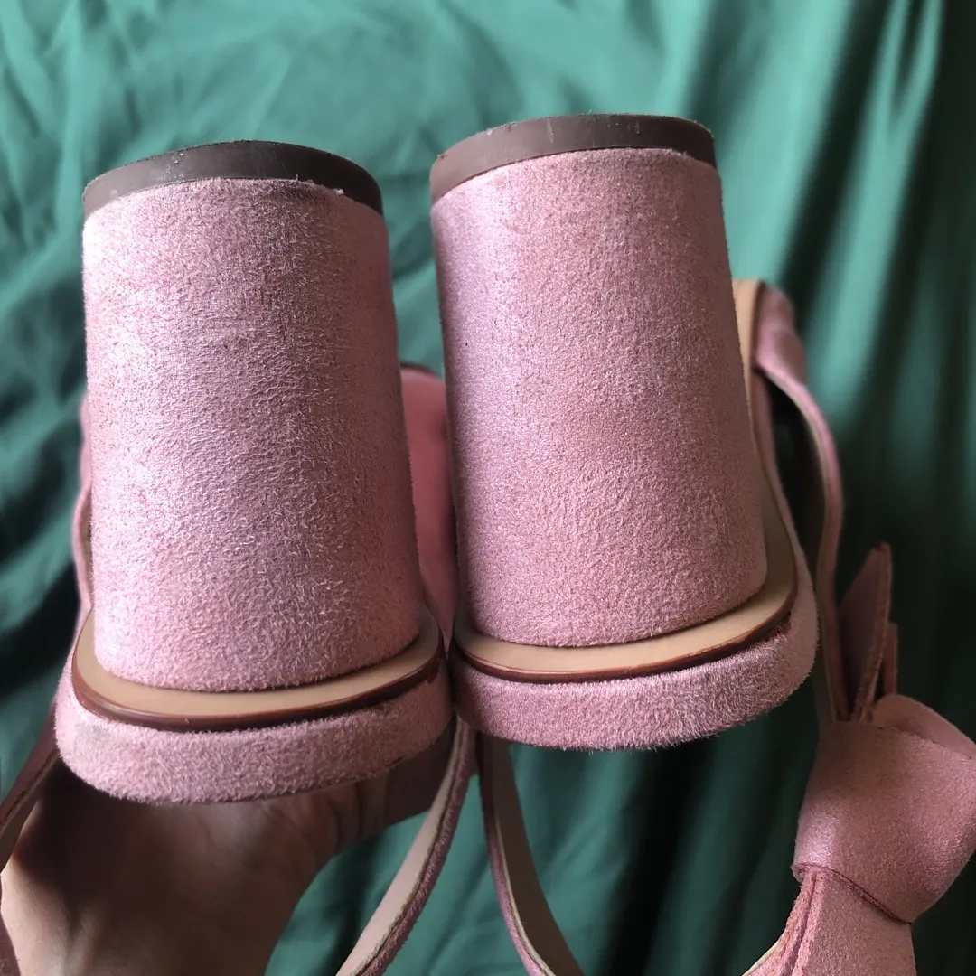 Zara Pink Seude Pump Heels With Bow photo 6
