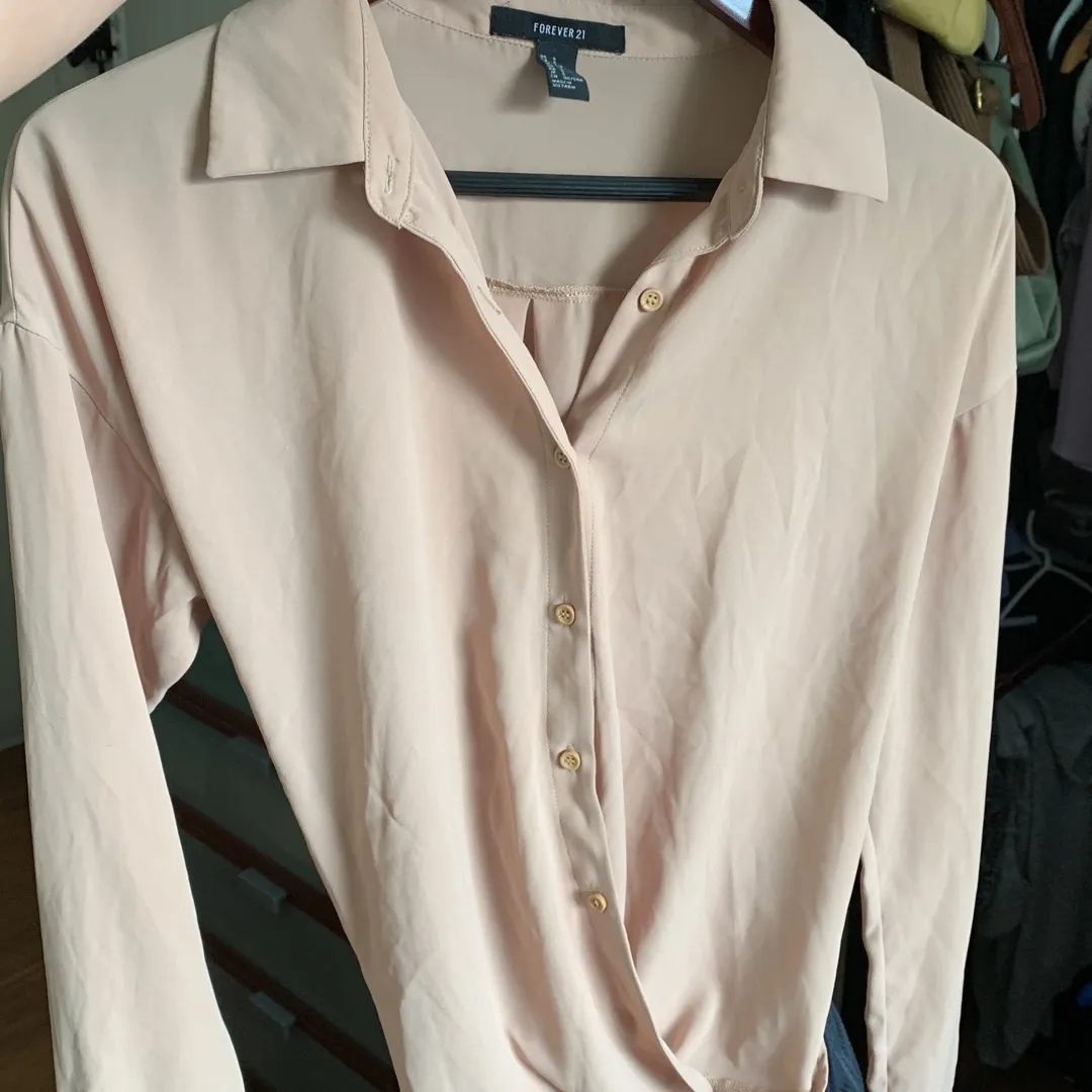 Beige Forever 21 Button Up Size S photo 1
